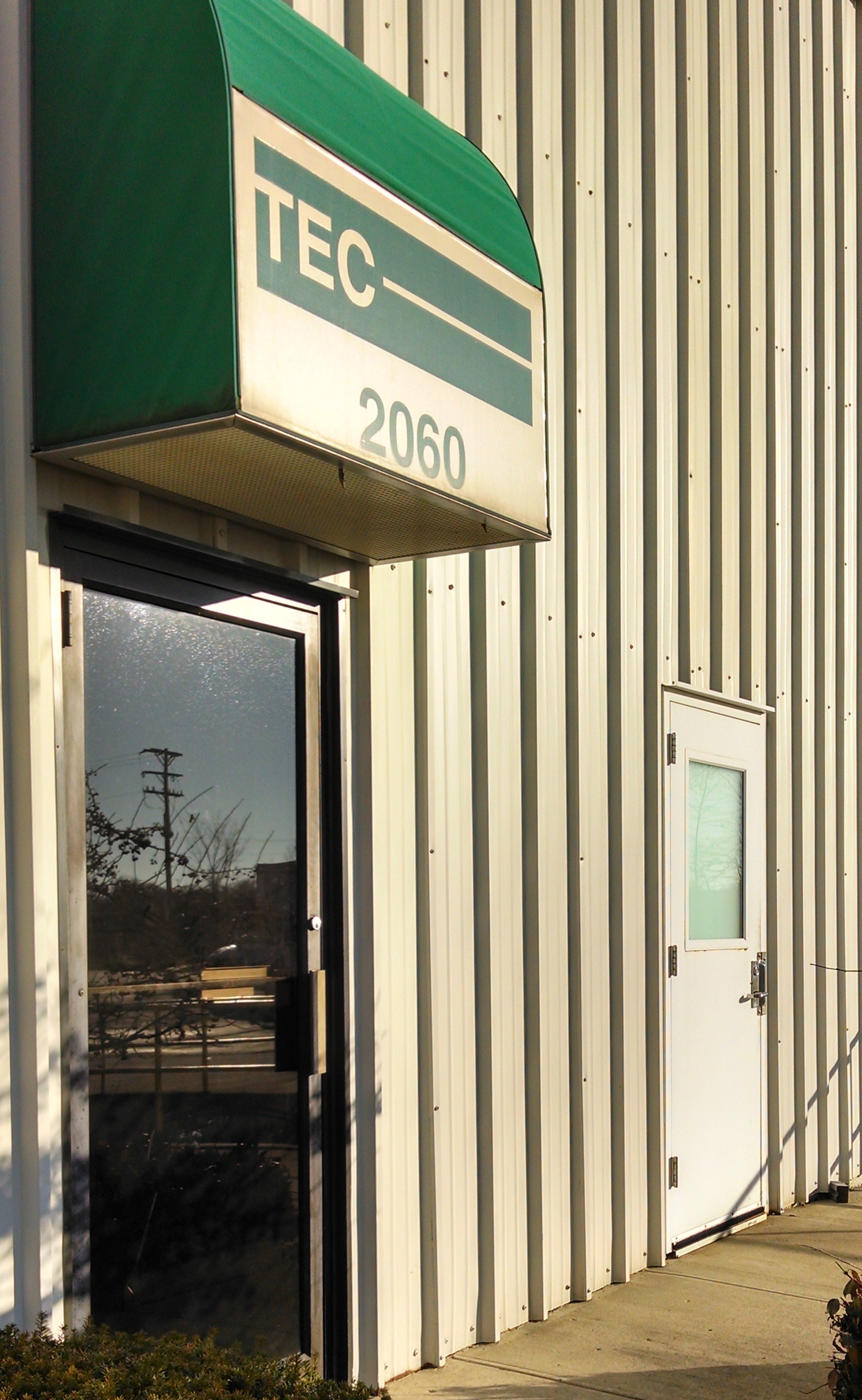 The awning of the current building